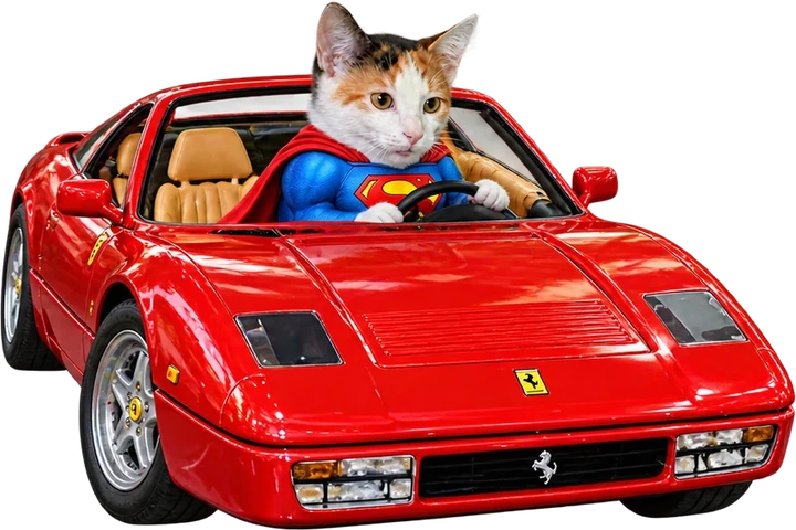The super cat driving the red sports car
